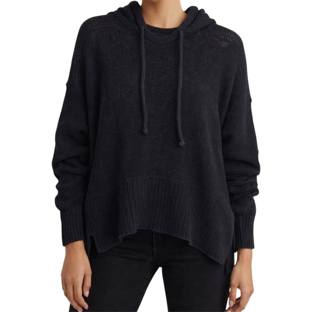 T Alexander Wang Hoodie Knit Sweater Relaxed Pullover 100% Cotton Black Small